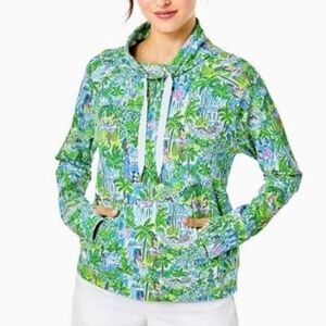 Lilly Pulitzer Jax Popover Sweatshirt Sprout Green Lilly On Holiday sizeXL